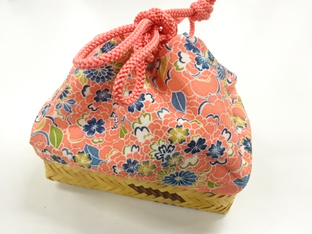 JAPANESE KIMONO / DRAWSTRING BAG / FLOWER